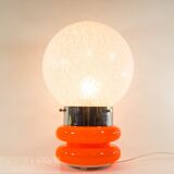 Lampe base en verre orange années 70