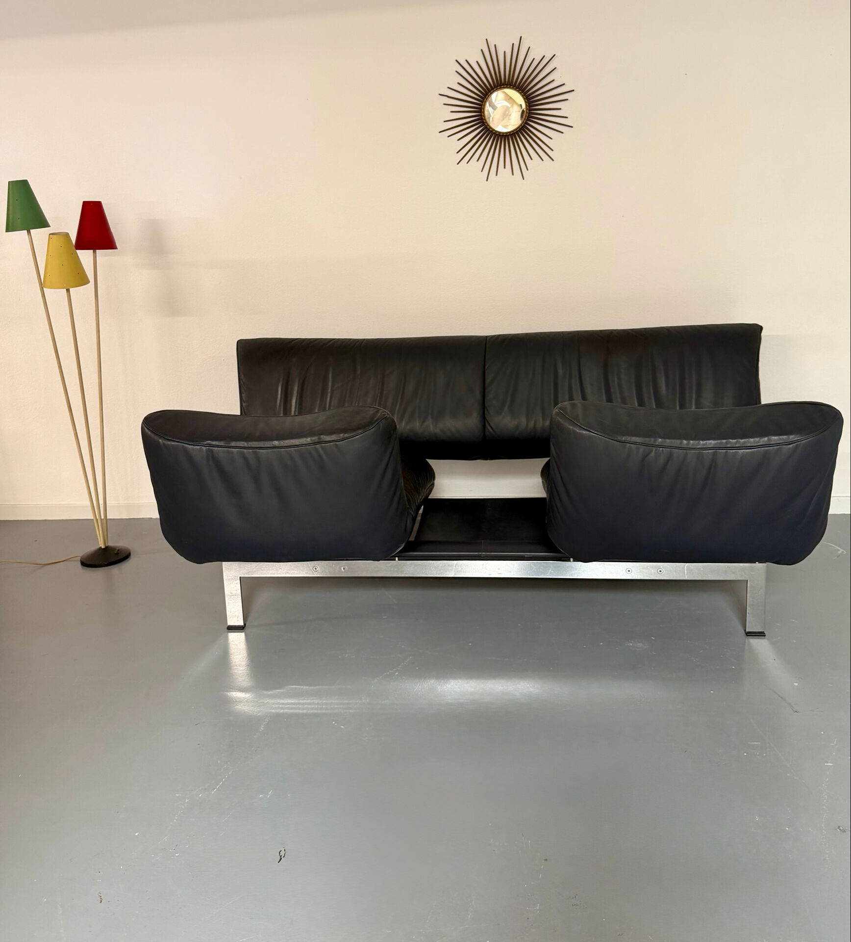 De Sede DS 140 midnight blue 3-seater vintage leather sofa 1980s design
