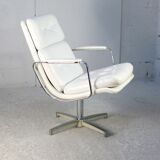 Armchair "Space Age"". Steel and imitation leather. Swivel. France, 70s