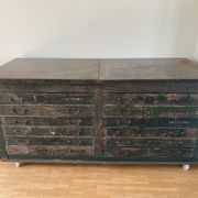 Wooden printing marble and cast iron top