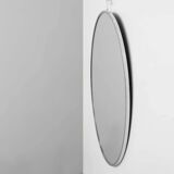 Art Deco Oval Nickel‑Plated Metal Mirror, Belgium, ca. 1925
