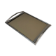 Chrome tray style faux-bamboo with smoked glass top
