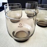 6 Vintage Shell Smoked Glass Glasses