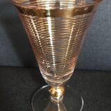 Set of three Hartzviller crystal glasses with golden stripes from the 50s and 60s