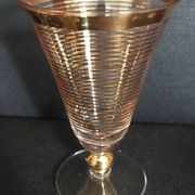 Set of three Hartzviller crystal glasses with golden stripes from the 50s and 60s