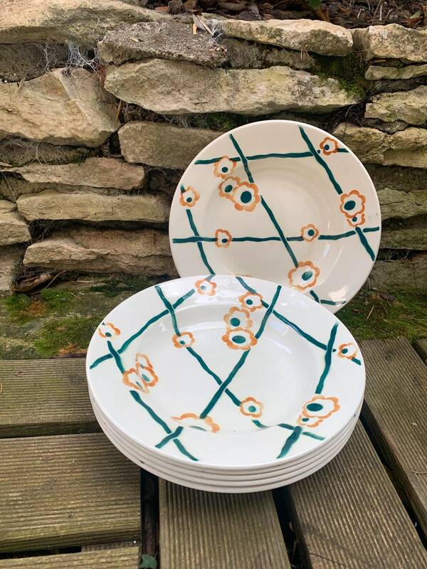 6 vintage Badonviller soup plates