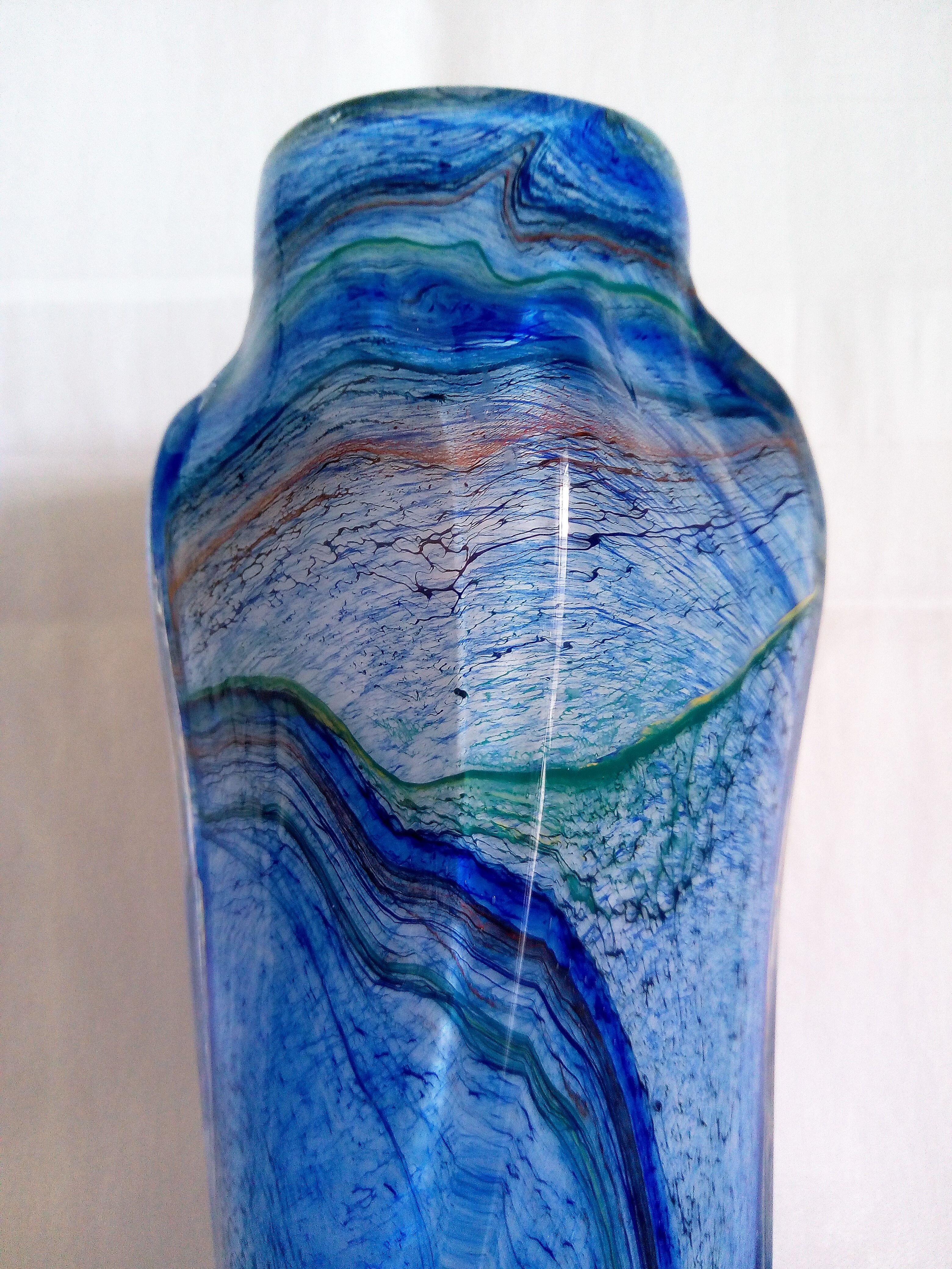 Vase art déco en verre soufflé à la bouche de la cristallerie d'aubusson