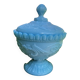 Bonbonnière or sugar bowl in turquoise opaline portieux with stylised dragon decoration.