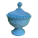 Bonbonnière or sugar bowl in turquoise opaline portieux with stylised dragon decoration.
