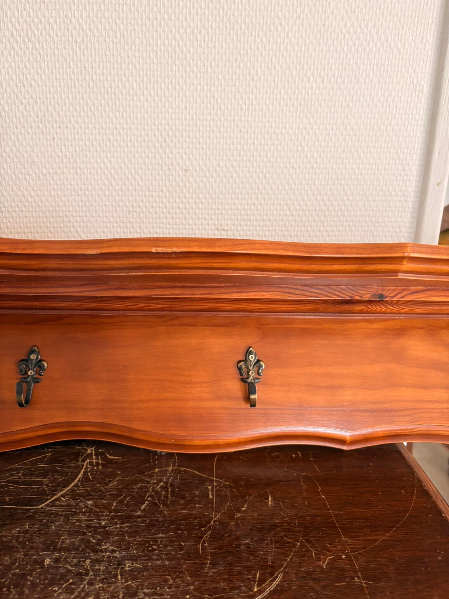 Wall-Mounted Coat Rack Rustic Wooden Shelf