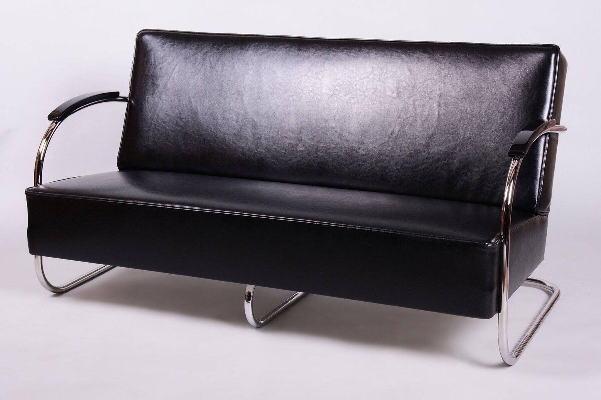 Bauhaus Sofa in Chrome and Leather from Mücke-Melder, Czech, 1930s