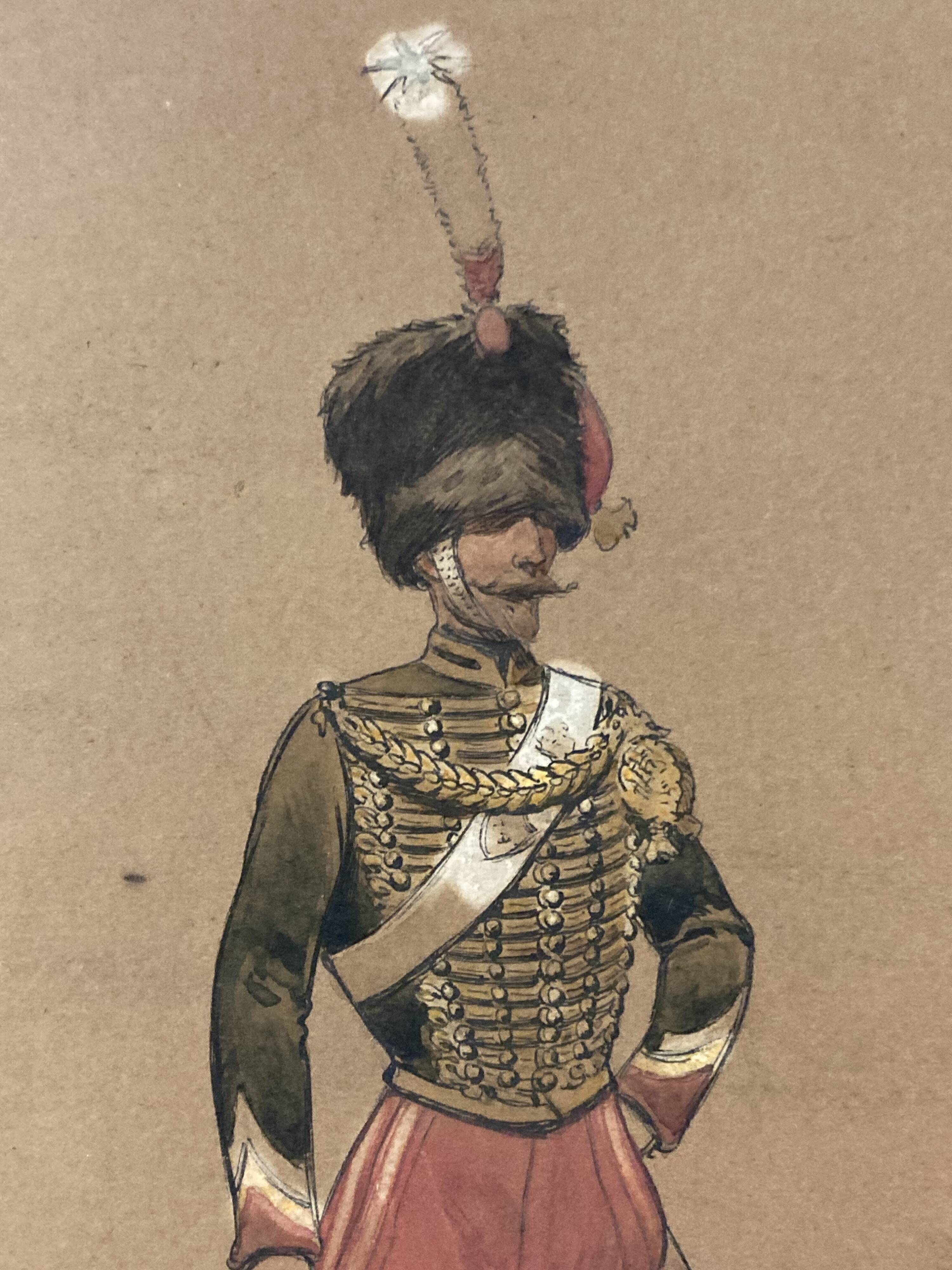 Louis vallet (1856-1940), non-commissioned officer of the guides, 1869 framed watercolor