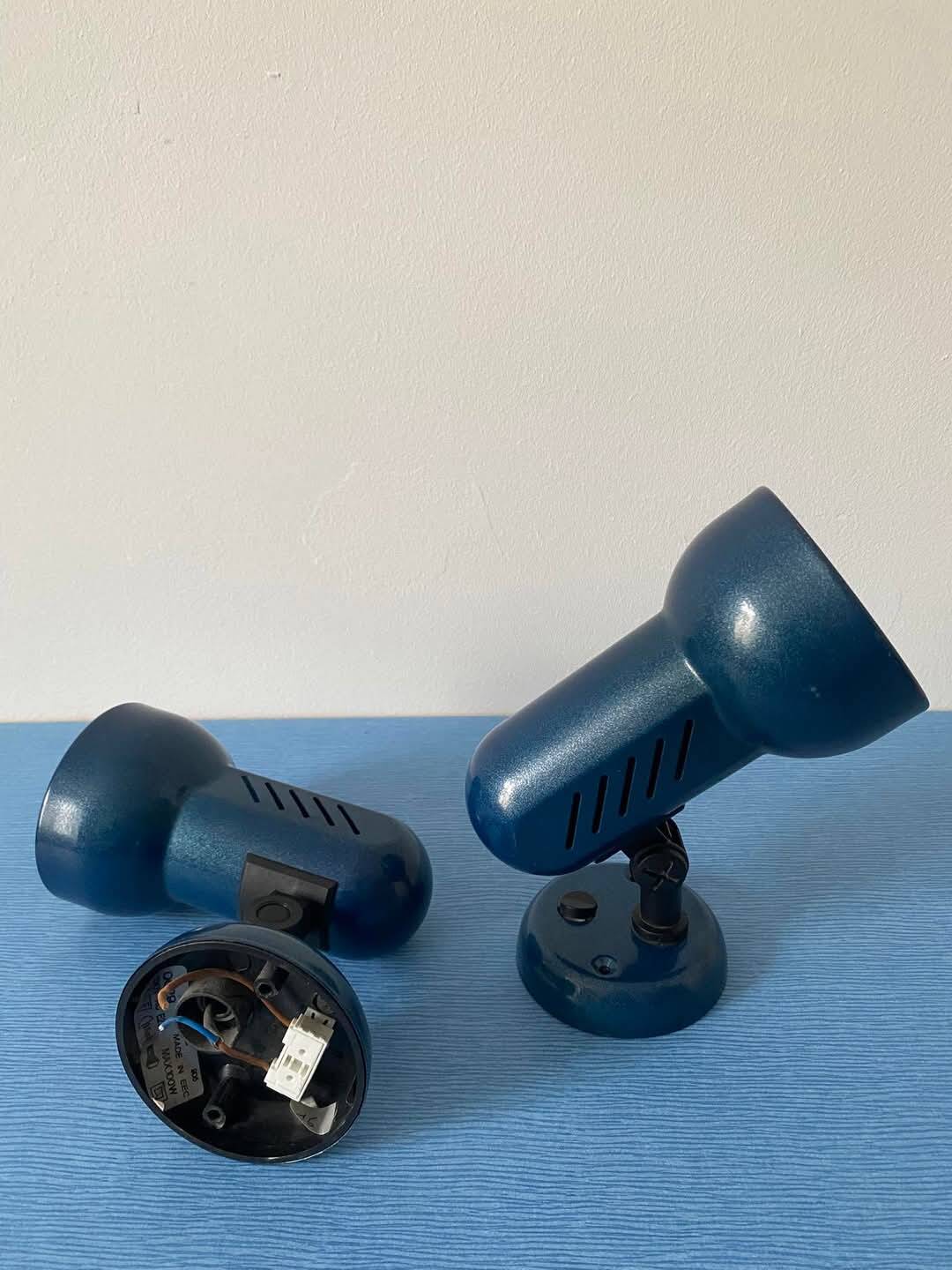 Metallic blue wall lights