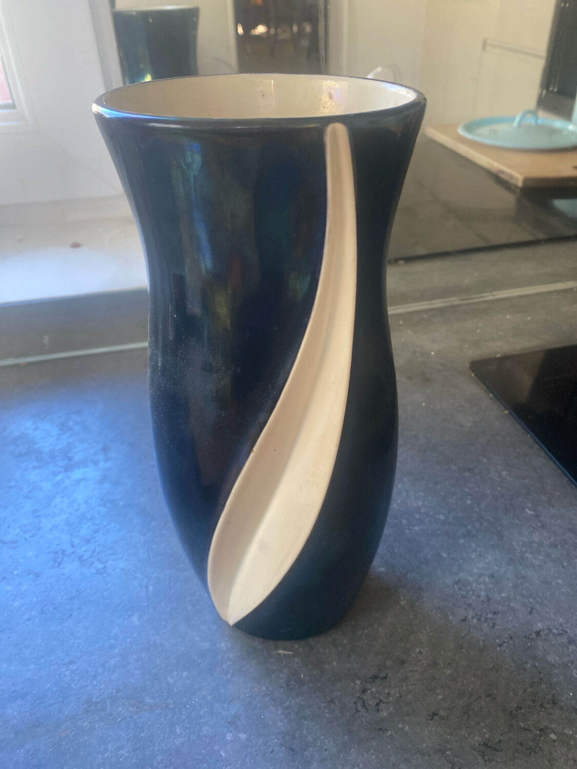 Black ceramic vase