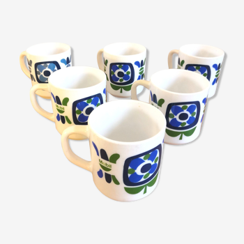 Série de 6 mugs design Mobil années 70