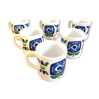 Series of 6 mugs design Mobil 70s