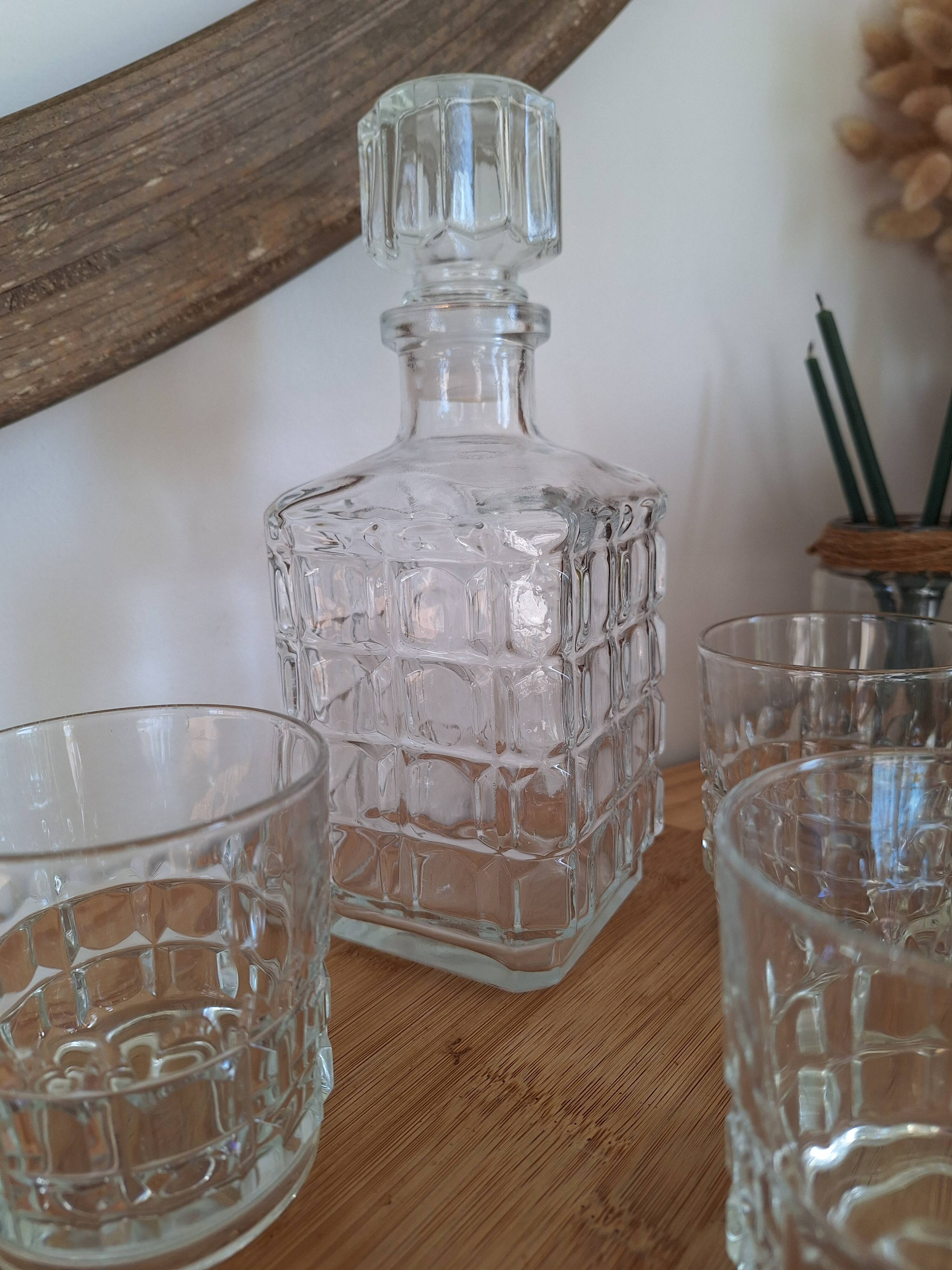 Vintage whiskey decanter and glasses