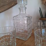 Vintage whiskey decanter and glasses