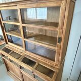 Large antique glass-fronted cabinet made of solid wood – Late 19th century