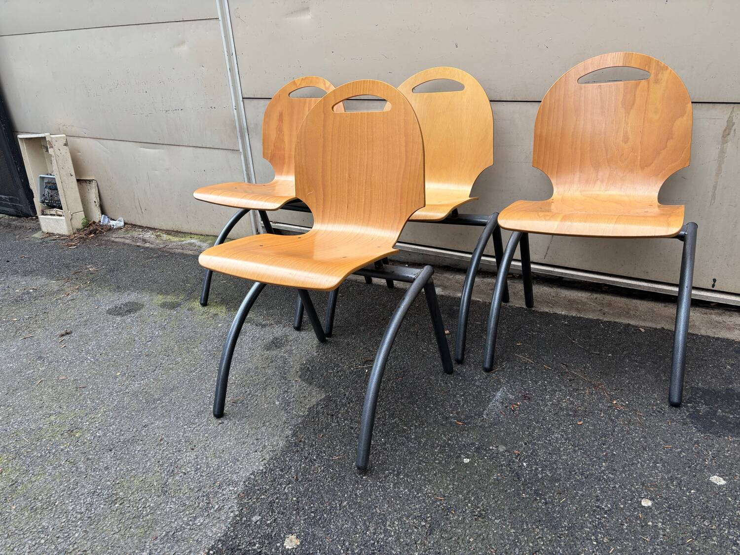 Set of 4 industrial style chairs