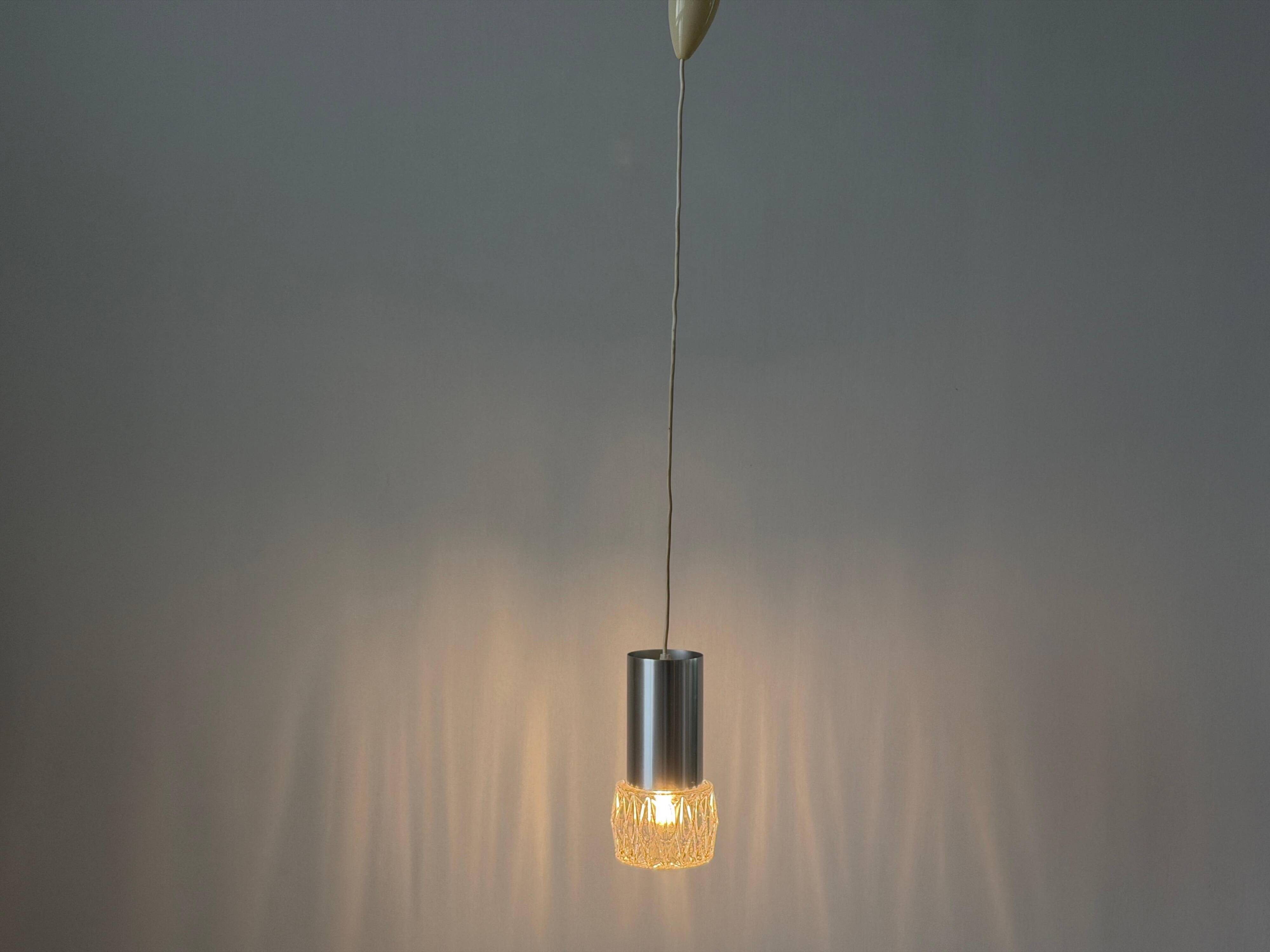Glass ceiling light with a metal frame, 1960s, Germany