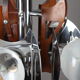 Mazzega chandelier in murano glass, chrome and wood, 1970's