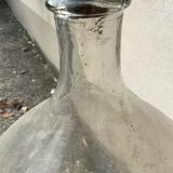 Dame Jeanne in transparent blown glass with bubbles and cut neck xl
