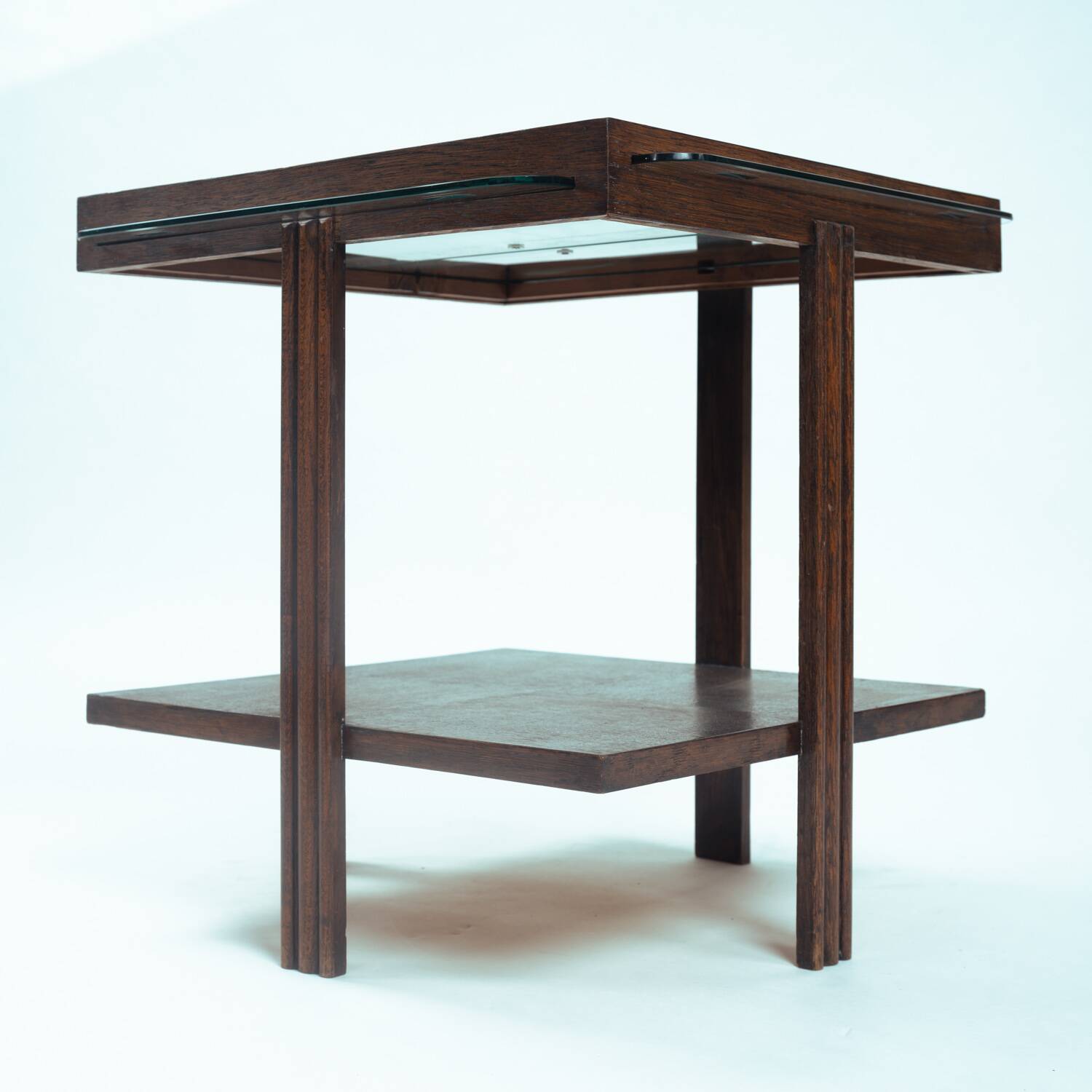 Art deco sidetable with glass tops, 1930s
