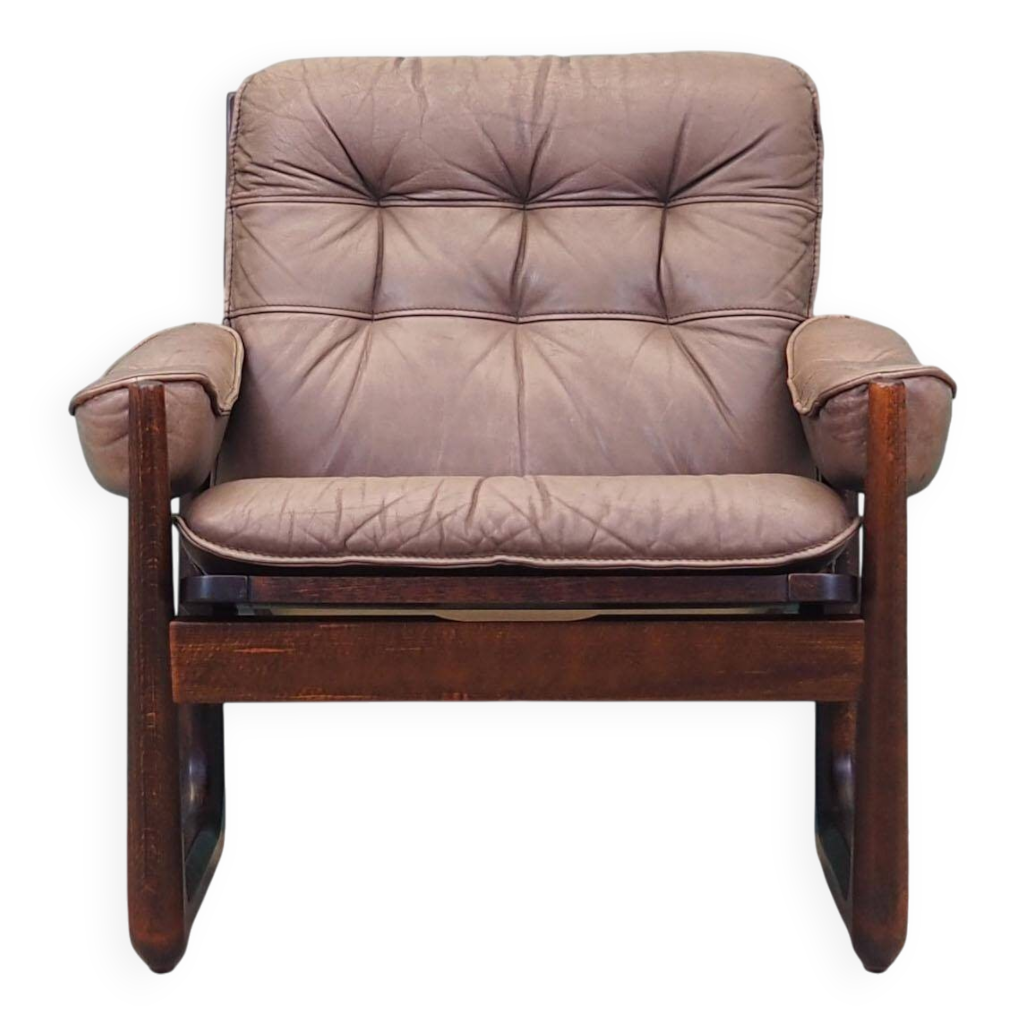 Fauteuil en cuir, design danois, années 1960, fabriqué par Genega Møbler
