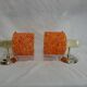 Pair of vintage applique in orange and brass perspex