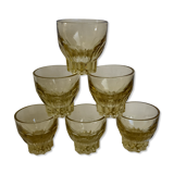 Lot de 6 verres à liqueur en verre jaune années 70