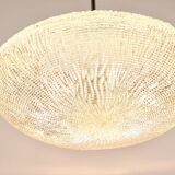 Mid-century Textured Glass and Nickel Kalmar Discus Chandelier, Austria, 1950s