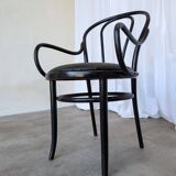 Vintage Thonet Style Dining Chair: Black Bentwood Cane Seat