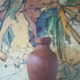 Terracotta jug with vintage handle, terracotta vase, interior decoration, primitive, pitcher