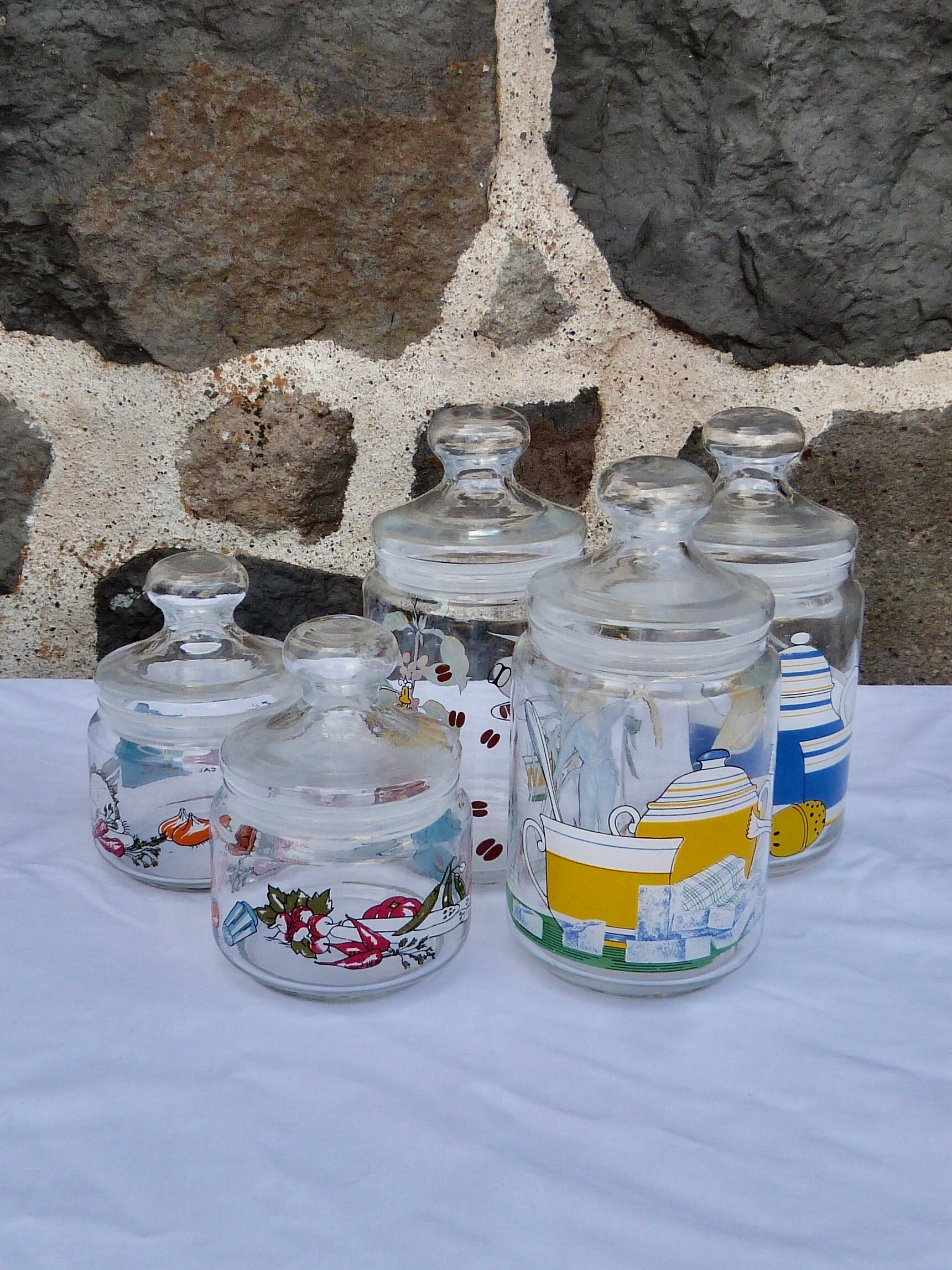 Set of 5 glass spice jars