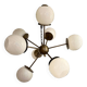 Italian Burnished Sputnik Chandelier in Milky-White Swirl Style Murano Glas