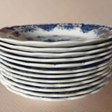 12 assiettes creuses anglaises Ridgway "Windsor" bleu