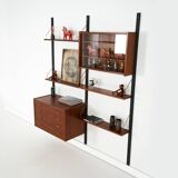 Teak wall unit PS System, Danish design, 1960s, manufactured by Randers Møb