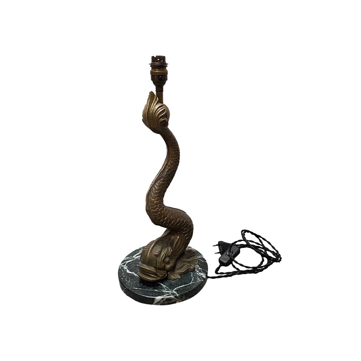 Lampe de table en bronze avec dauphin, style milieu du siècle, années 1950.