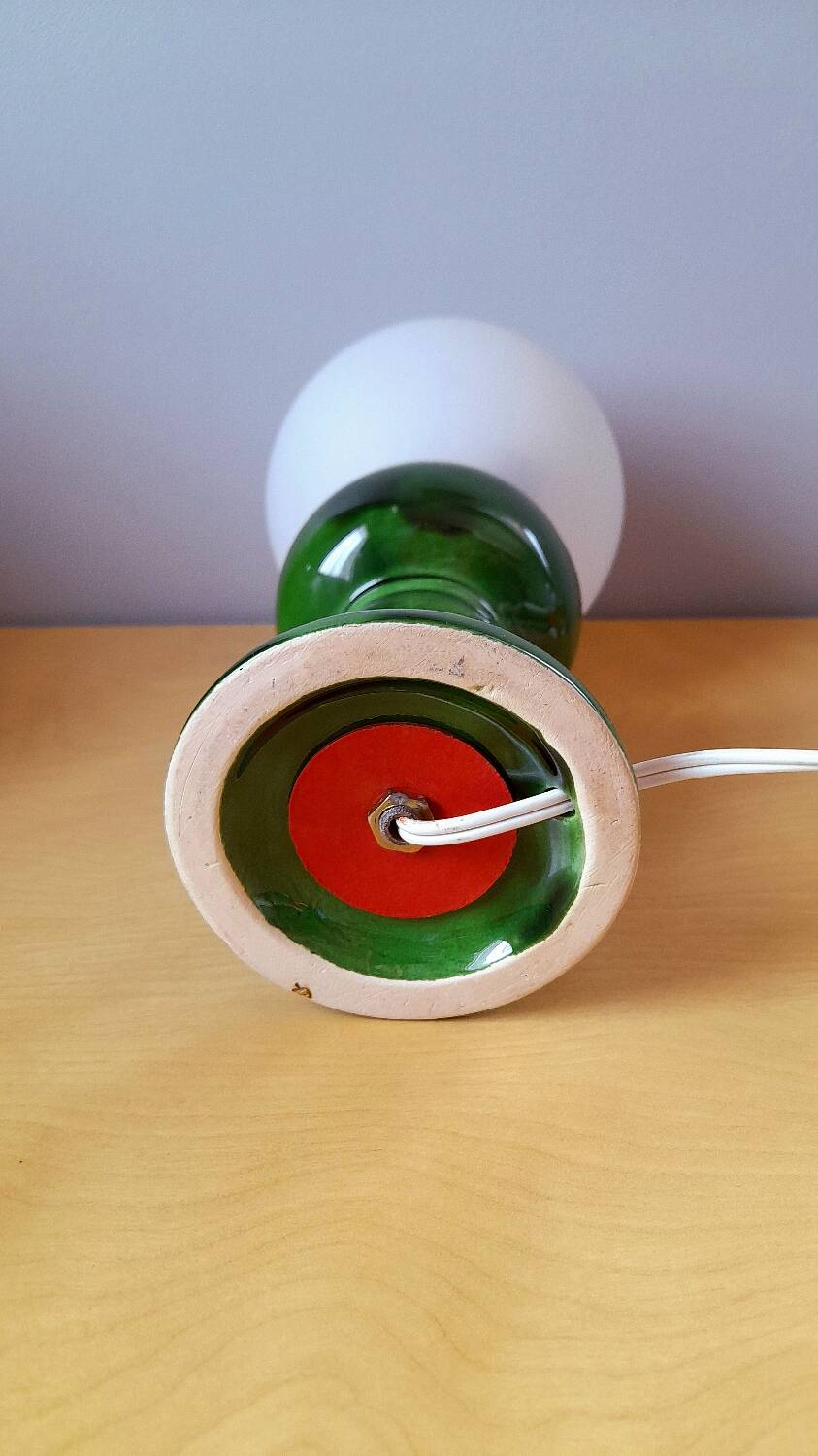 Ceramic and opaline lamp, 1970.