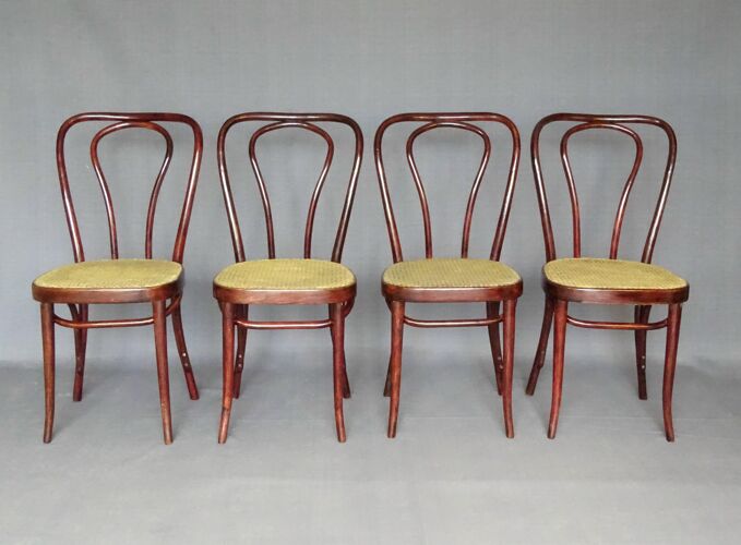 Set of 4 bistro chairs canned Sautto and Liberale-Naples - circa 1950