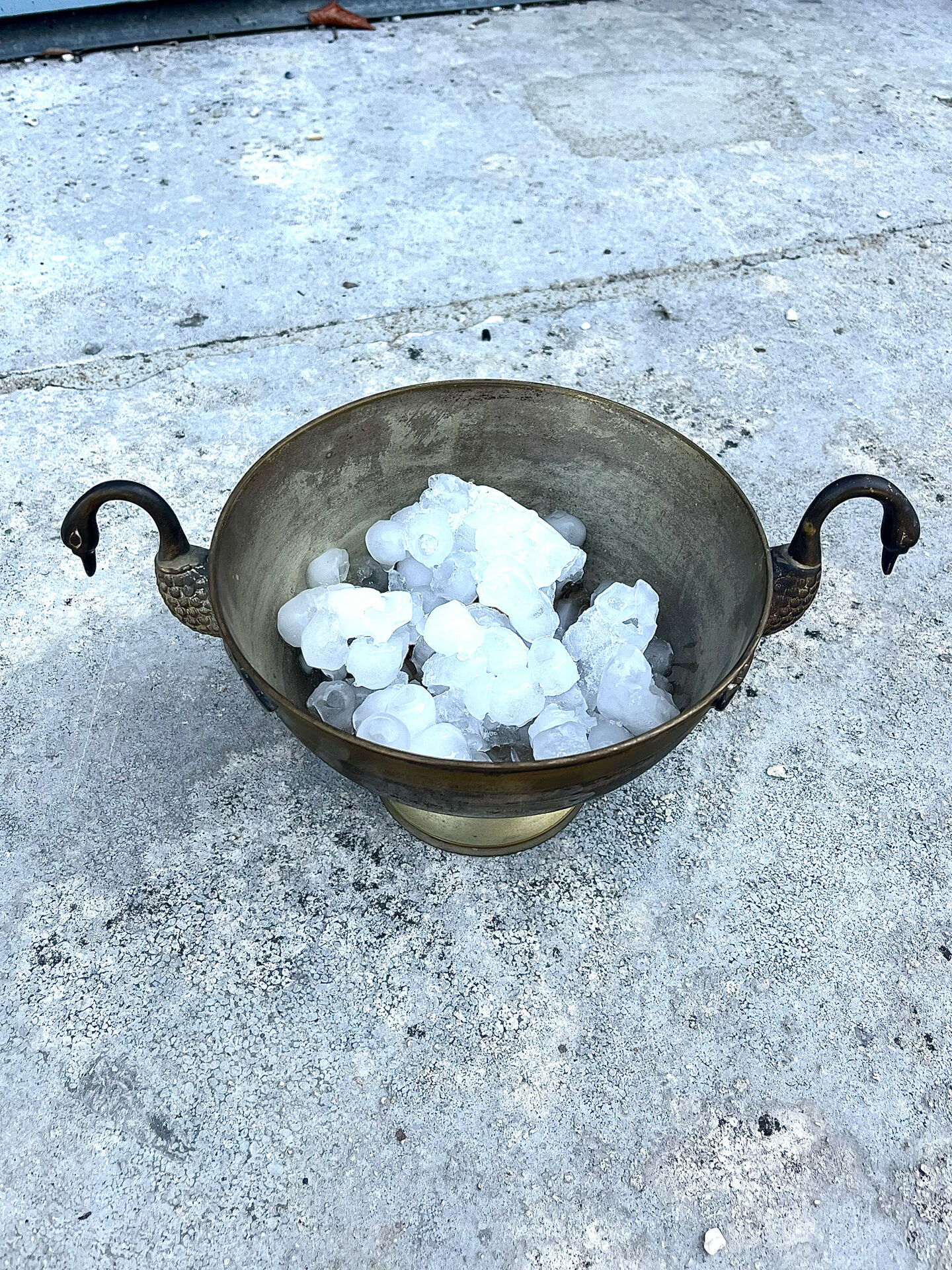 Swan Ice Bucket Brass French Vintage Footed Barware