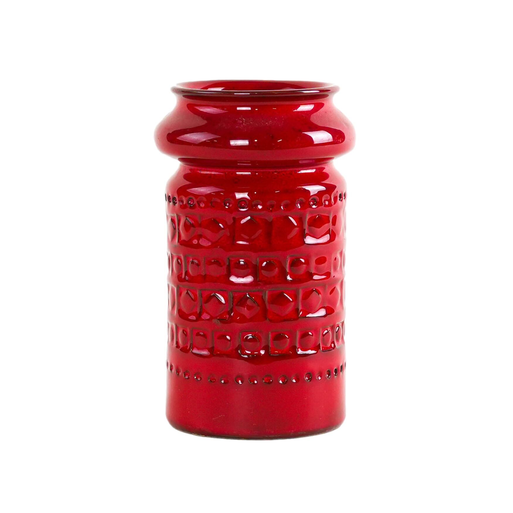 Red ceramic vase, German design, 1960s, made in West Germany