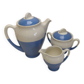 Service à café vintage Ceranord pot cafetière sucrier bonbonnière bleu blanc