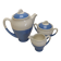 Vintage Ceranord coffee service pot coffee maker sugar bowl blue white