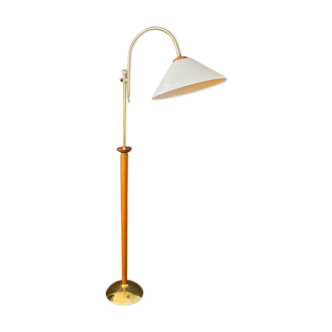 1960 brass and scandinavian wood lamppost