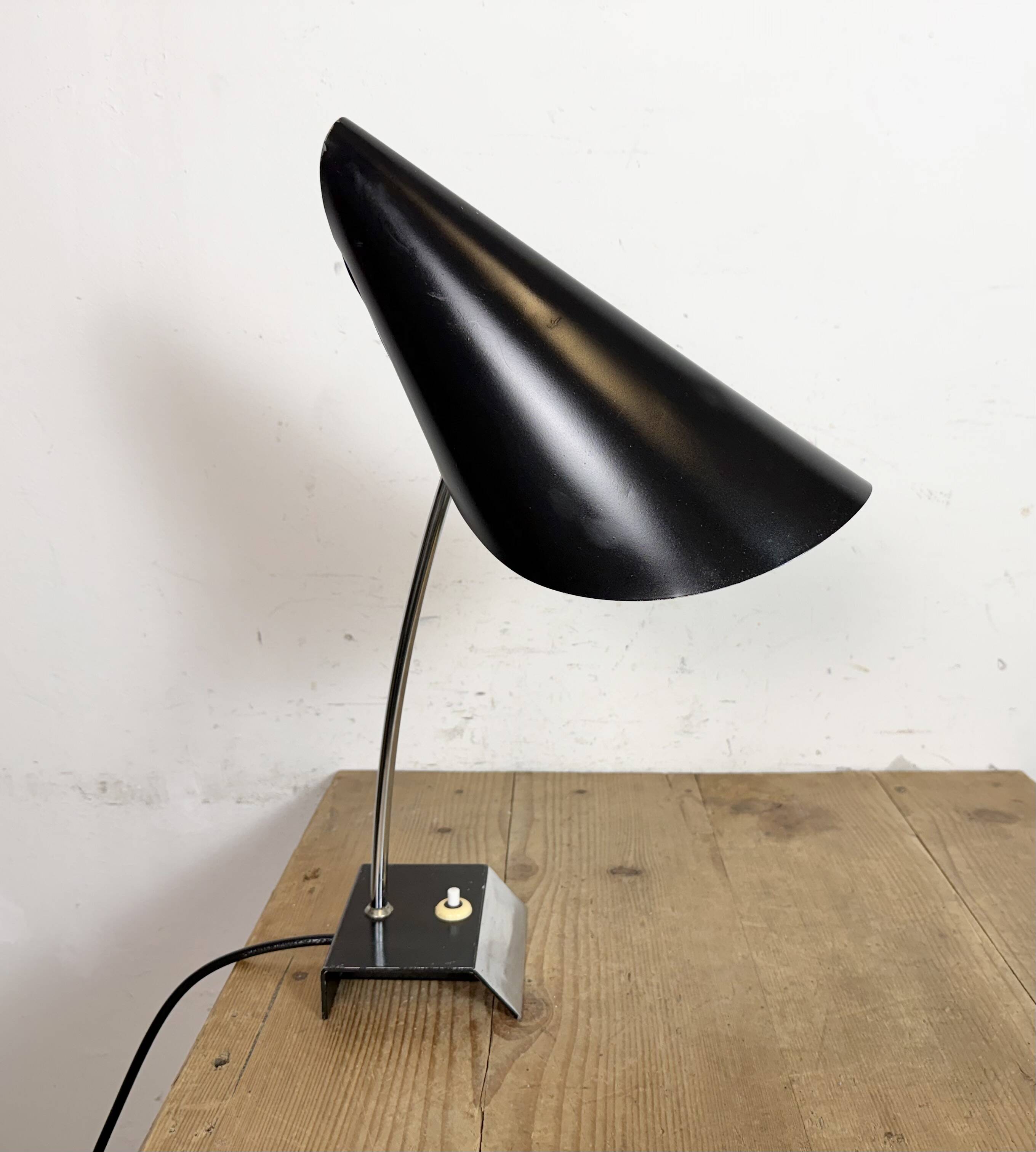 Vintage Black Table Lamp by Josef Hůrka for Napako, 1960s