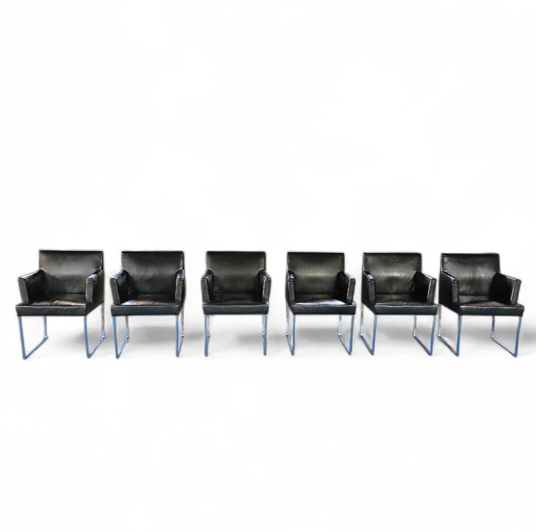 6 x Solo chair by Antonio Citterio for B&B Italia / Black leather