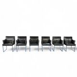 6 x Solo chair by Antonio Citterio for B&B Italia / Black leather