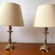 Pair of brass and jute bedside lamps